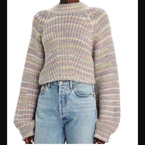 NICHOLAS Aplaca Pastel Elastic Knit Fitted w. Baloon Sleeves Sweater women XS - Picture 1 of 17